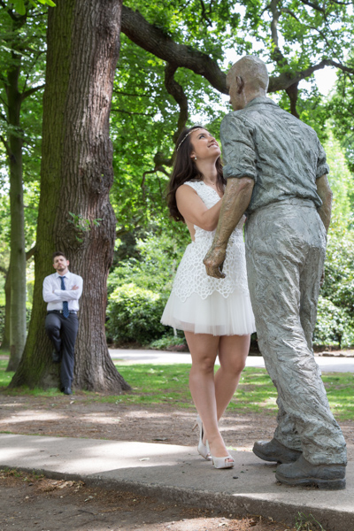 walking man statue holland park creative wedding
